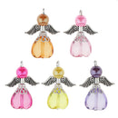 5 Pieces Acrylic Pearl Heart Bead Angel Charms Pendant Silver Wings DIY Handbag Mobile Charm Gift