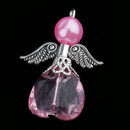 5 Pieces Acrylic Pearl Heart Bead Angel Charms Pendant Silver Wings DIY Handbag Mobile Charm Gift