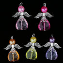 5 Pieces Acrylic Pearl Heart Bead Angel Charms Pendant Silver Wings DIY Handbag Mobile Charm Gift