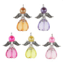 5 Pieces Acrylic Pearl Heart Bead Angel Charms Pendant Silver Wings DIY Handbag Mobile Charm Gift