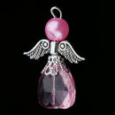 5 Pieces Acrylic Pearl Heart Bead Angel Charms Pendant Silver Wings DIY Handbag Mobile Charm Gift