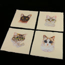 4 Pieces Assorted Cute Cat Pattern Hand Dyed Printed Cotton Fabric Sewing DIY Patchwork 15x15cm