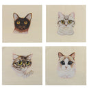 4 Pieces Assorted Cute Cat Pattern Hand Dyed Printed Cotton Fabric Sewing DIY Patchwork 15x15cm