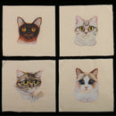 4 Pieces Assorted Cute Cat Pattern Hand Dyed Printed Cotton Fabric Sewing DIY Patchwork 15x15cm