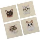 4 Pieces Assorted Cute Cat Pattern Hand Dyed Printed Cotton Fabric Sewing DIY Patchwork 15x15cm
