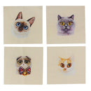 4 Pieces Assorted Cats Pattern Hand Dyed Printed Cotton Fabric Sewing DIY Patchwork 15x15cm