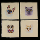 4 Pieces Assorted Cats Pattern Hand Dyed Printed Cotton Fabric Sewing DIY Patchwork 15x15cm