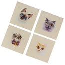 4 Pieces Assorted Cats Pattern Hand Dyed Printed Cotton Fabric Sewing DIY Patchwork 15x15cm
