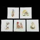 5 Pieces Assorted Country Girl Pattern Hand Dyed Printed Cotton Fabric Sewing DIY Patchwork 15x15cm