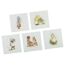 5 Pieces Assorted Country Girl Pattern Hand Dyed Printed Cotton Fabric Sewing DIY Patchwork 15x15cm