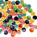 100 Pieces Round Mixed Color Wooden Buttons Sewing Scrapbooking Card DIY 15mm 2 holes