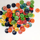 100 Pieces Round Mixed Color Wooden Buttons Sewing Scrapbooking Card DIY 15mm 2 holes