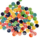 100 Pieces Round Mixed Color Wooden Buttons Sewing Scrapbooking Card DIY 15mm 2 holes