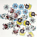 100 Pieces Mix Cartoon Pirate Wooden Buttons Scrapbooking Crafting Sewing 2 Holes