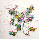 100 Pieces Cute Owl Shape Wooden Buttons Scrapbooking Embellishments for Sewing Kids Crafts Cardmaking