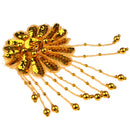 Sequin Beaded Flower Applique Stage Show Costume Dance Ballet Tutu Headdress Accessories Gold