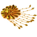 Sequin Beaded Flower Applique Stage Show Costume Dance Ballet Tutu Headdress Accessories Gold