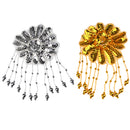 Sequin Beaded Flower Applique Stage Show Costume Dance Ballet Tutu Headdress Accessories Gold