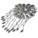 Sequin Beaded Flower Applique Motif Stage Costume Dance Hairpiece DIY Accessories Silver