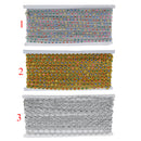 10 Yards Square Colorful Rhinestone Beaded Chain Ribbon Trim Applique Embellishment for Craft