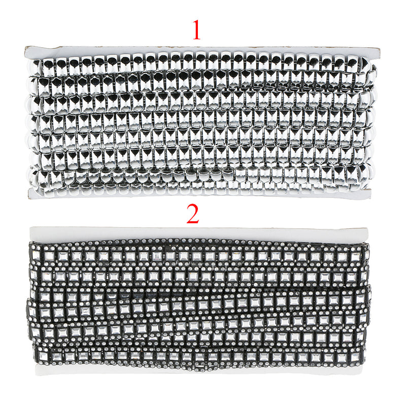 1 Yard Cambered Square Beads Beaded Chain Ribbon Trim for Handmade DIY Crafts Decoration Silver
