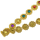 9.1 Meters Flower Shape Crystal Beaded Chain Ribbon Trim Wedding Embellishment for Sewing Craft Gold