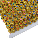 9.1 Meters Flower Shape Crystal Beaded Chain Ribbon Trim Wedding Embellishment for Sewing Craft Gold