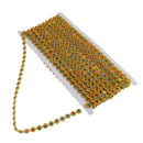 9.1 Meters Flower Shape Crystal Beaded Chain Ribbon Trim Wedding Embellishment for Sewing Craft Gold
