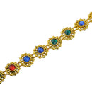 9.1 Meters Flower Shape Crystal Beaded Chain Ribbon Trim Wedding Embellishment for Sewing Craft Gold