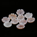 10 Pieces Flower Shaped Natural Shell Beads Charms Stone for DIY Jewelry Making Pink 10mm