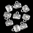 100 Piece Alloy Love & Heart Jewelry Pendant Charms Fingdings for Jewelry Making Hanging Decor Silver