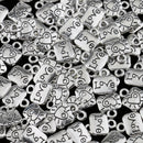 100 Piece Alloy Love & Heart Jewelry Pendant Charms Fingdings for Jewelry Making Hanging Decor Silver