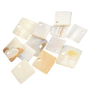 12 Pieces Natural Square Shell Charms Pendant Necklace Jewelry Making DIY Handmade