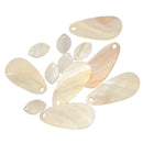 12 Pieces Flat Shell Charm Loose Beads Drop and Oval Mix for Jewelry Earring Pendant Artcraft DIY
