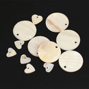 12 Pieces Round and Heart MOTHER OF PEARL Shell Charm Beads fit Jewelry Necklace Making
