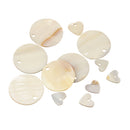 12 Pieces Round and Heart MOTHER OF PEARL Shell Charm Beads fit Jewelry Necklace Making