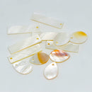 Pack of 12 Mix Oval and Rectangle Shell Charm Beads Jewelry Findings fit Pearl Crystal Jade Gemstone