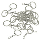 30 Pieces Alloy Split Keyring with Chains 28mm