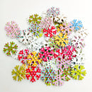 50 Pieces Assorted Snowflake Shape Wood 2 Holes Button for Sewing Craft