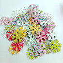 50 Pieces Assorted Snowflake Shape Wood 2 Holes Button for Sewing Craft