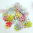 50 Pieces Assorted Snowflake Shape Wood 2 Holes Button for Sewing Craft