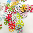 50 Pieces Assorted Snowflake Shape Wood 2 Holes Button for Sewing Craft