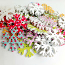 50 Pieces Assorted Snowflake Shape Wood 2 Holes Button for Sewing Craft