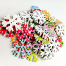 50 Pieces Assorted Snowflake Shape Wood 2 Holes Button for Sewing Craft