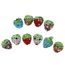 10 Pieces Half Hole Strawberry Shape Clay Rhinestone Embellishment for DIY Hair Accessories Craft