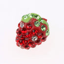 10 Pieces Half Hole Strawberry Shape Clay Rhinestone Embellishment for DIY Hair Accessories Craft