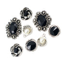 8 Pieces Metal Black Crystal Pendant Charms Findings for DIY Hair Accessories Jewelry Making Crafts