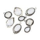 8 Pieces Metal Crystal Pendant Charms Findings w/Ring for DIY Hair Accessories Jewelry Making Crafts