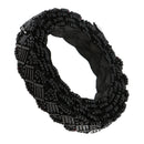 1 Yard Black Glass Beads Beaded Chain Ribbon Trim Applique for Sewing Crafts DIY 1.5cm