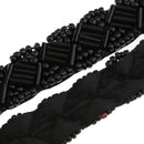 1 Yard Black Glass Beads Beaded Chain Ribbon Trim Applique for Sewing Crafts DIY 1.5cm